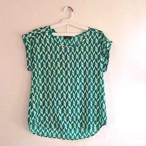 Paper moon teal chevron print top